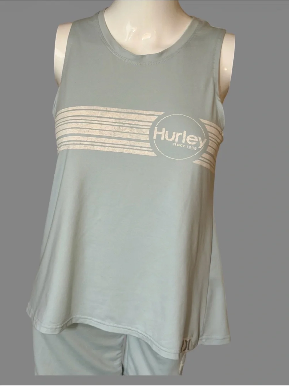 Hurley Light Blue Striped Logo Tank & Short Set